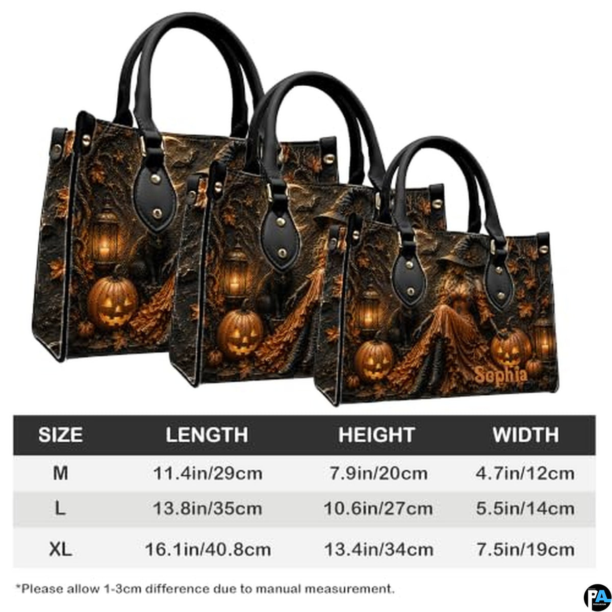 Personalized Witch Handbag with Purse, Custom Name Gothic Leather Bag Set for Women, Halloween Shoulder Bag, Witch Gift