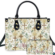 Custom Catholic Virgin Mary Leather Bag, Personalized Name Handbags and Purses for Christian Women Religious Bag Gifts