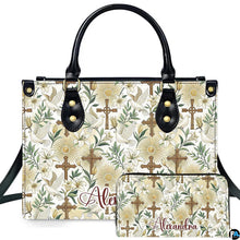 Custom Catholic Virgin Mary Leather Bag, Personalized Name Handbags and Purses for Christian Women Religious Bag Gifts