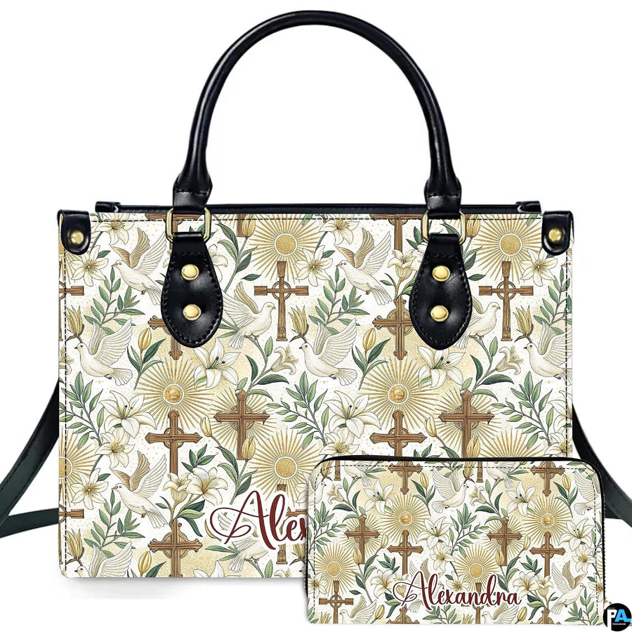 Custom Catholic Virgin Mary Leather Bag, Personalized Name Handbags and Purses for Christian Women Religious Bag Gifts