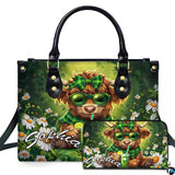 Whimsical Highland Cow Green Plaid Sunglasses Daisy Art Print