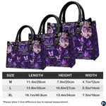 Alternative view highlighting dark handle anchors and vivid violet floral details.