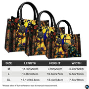 Three sizes of stained-glass-style peacock handbag