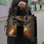 Black Cat Leather Bag – Vintage Cat Art Handbag, Stylish Animal-Themed Purse, Unique Gift for Cat Lovers