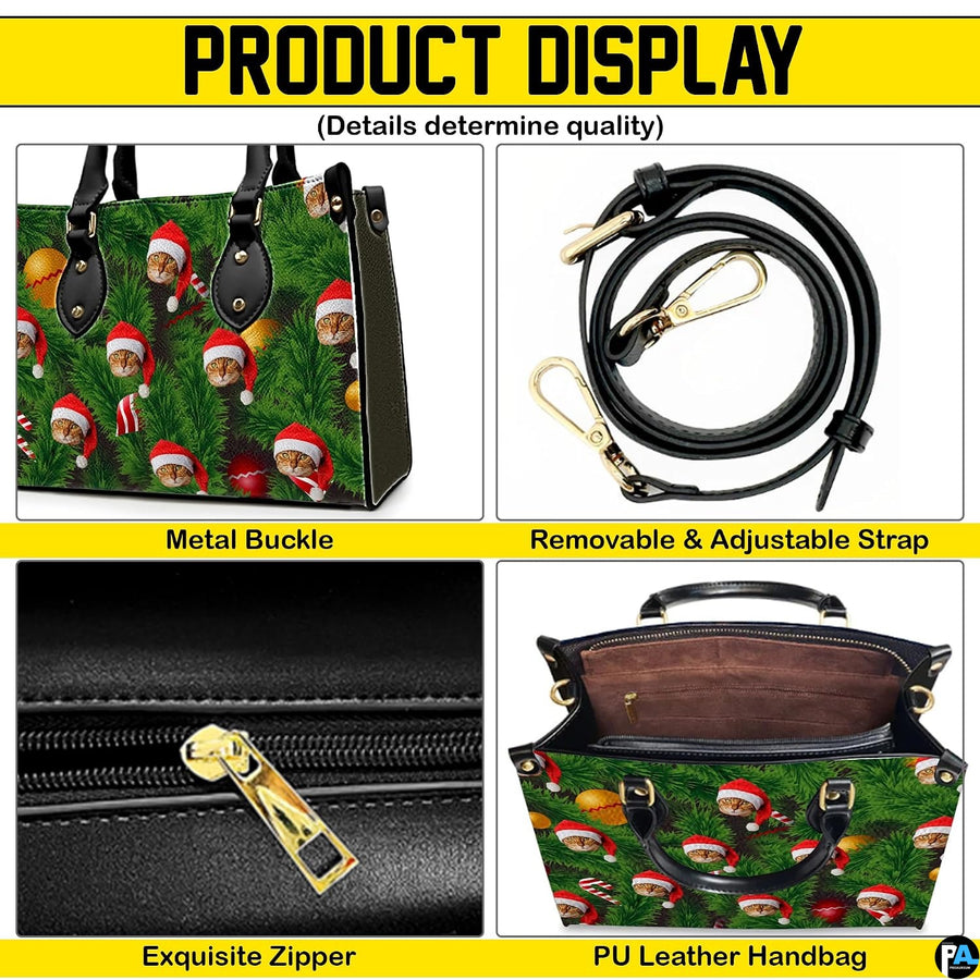 Product diagram highlighting sturdy handles, adjustable shoulder strap, zipper detail, and interior space
