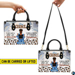 Visual demonstration displaying handheld and shoulder suspension configurations of afro puff art accessory.