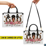 Graphic demonstrating dual holding styles for the faith portrait motif in handheld and shoulder hanging positions.