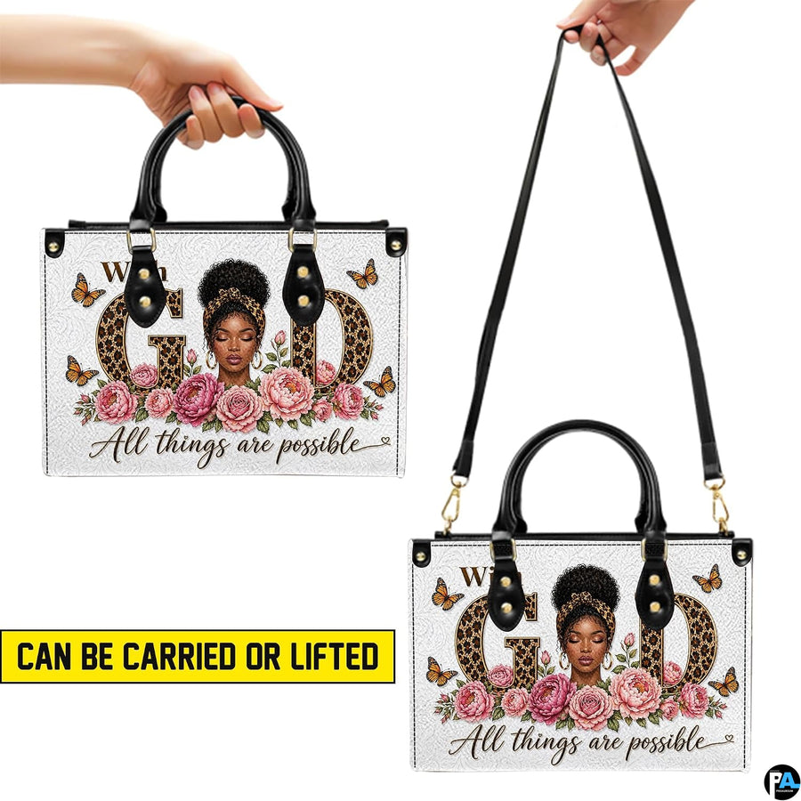 Graphic demonstrating dual holding styles for the faith portrait motif in handheld and shoulder hanging positions.