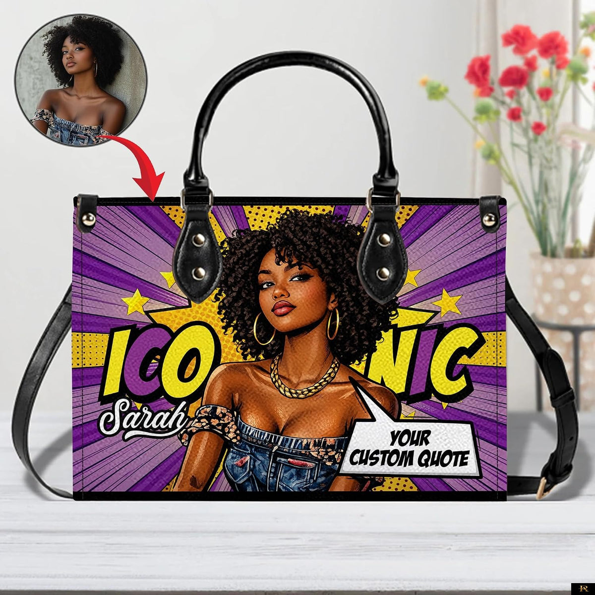 PREAUREUM "{split_values}" Personalized {collection_title} Leather Handbag