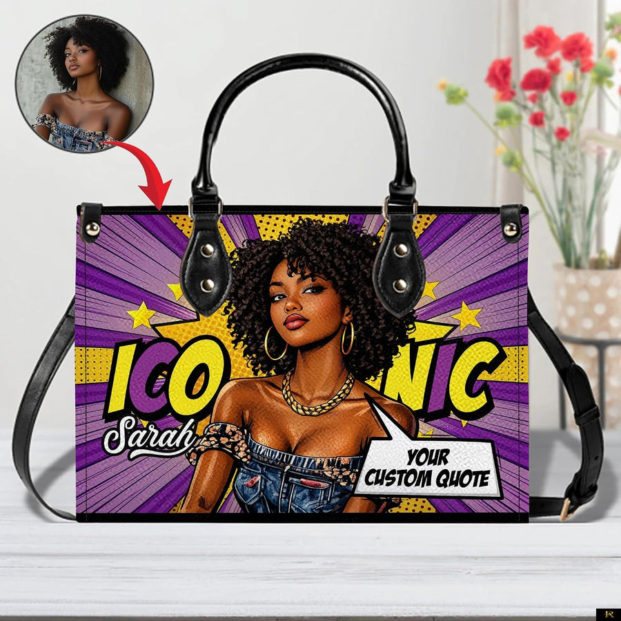 PREAUREUM "{split_values}" Personalized {collection_title} Leather Handbag