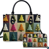 Colorful Patchwork Holiday Tree Pattern Print