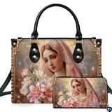 Virgin Mary and Lilies Devotional Handbag and Matching Wallet Set