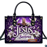 Purple Cross Easter Lily Scripture Devotional Handbag