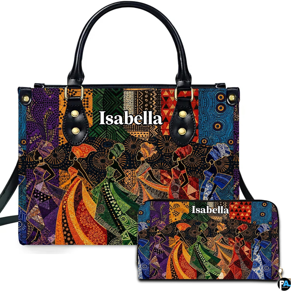 Personalized African American Leather Bag, African Purse, Gifts for Black Girl Women, Black History Handbags