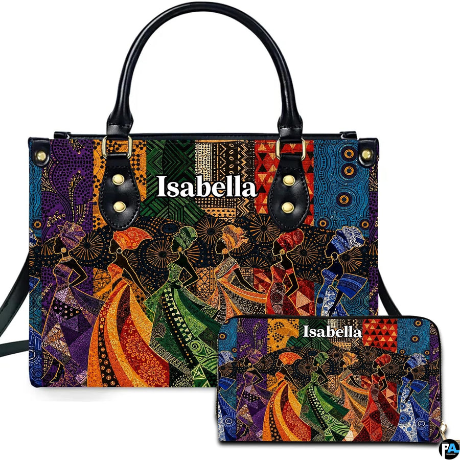Personalized African American Leather Bag, African Purse, Gifts for Black Girl Women, Black History Handbags