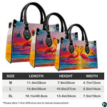 Matching zip wallet showing identical tropical sunset flamingo pair artwork.
