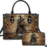 Gothic Autumn Witch Broomstick Handbag and Matching Wallet Set