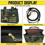 Size comparison chart detailing Medium, Large, and Extra Large dimensions for the handbag.
