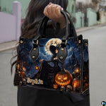 Personalized Bat Pumpkin Woman with a witch. Handbag