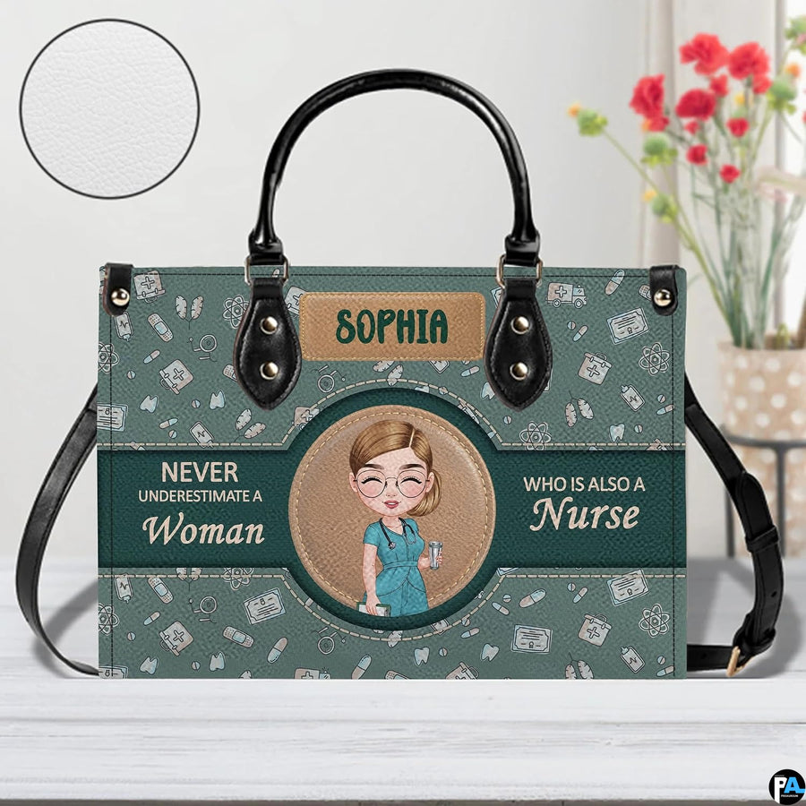 Complete matching handbag and wallet set in sage green nurse arrangement