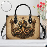 Matching steampunk octopus wallet detailing kraken tentacles, gears, and map