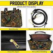 Personalized Animal Leather Handbag – Custom Name Flowers with 2D Print with 3D Effect – Gift for Gramma, Mom, Daughter