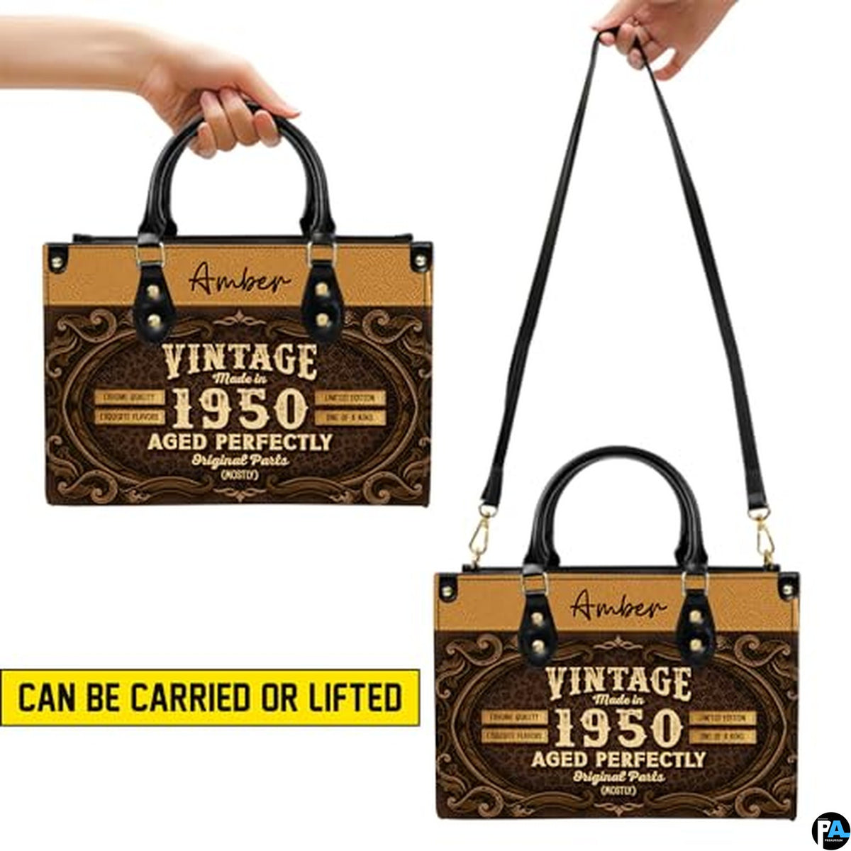 Personalized Black Women Leather Bag, Custom Name African Purses and Handbags Gifts for Mom Birthday Christmas Mothers Day