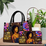 Personalized Black Women Leather Bag, Custom Name African Purses and Handbags Gifts for Mom Birthday Christmas Mothers Day