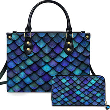 Personalized Gradient Teal Purple Dragon Scale Shoulder Bag