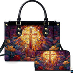 Custom Catholic Virgin Mary Leather Bag, Personalized Name Handbags and Purses for Christian Women Religious Bag Gifts