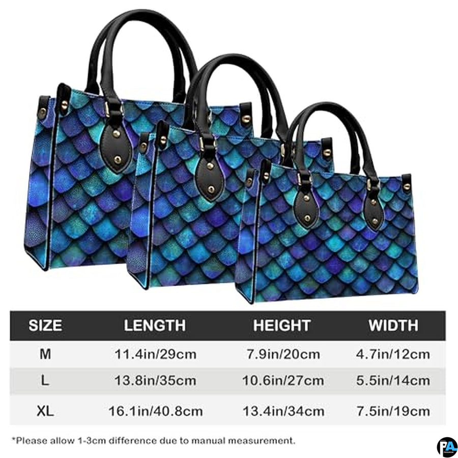 Personalized Gradient Teal Purple Dragon Scale Shoulder Bag