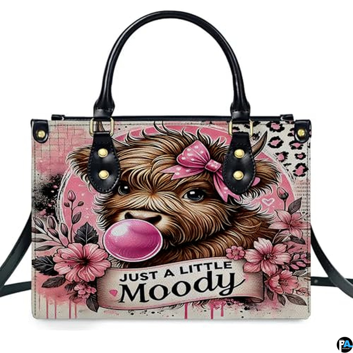 Highland Cow Leather Handbag Custom Cow Purse for Women Country Farm PU Leather Tote Gifts for Farmers Girls Mom Gift