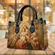 Custom Catholic Virgin Mary Leather Bag, Personalized Name Handbags and Purses for Christian Women Religious Bag Gifts