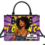 PREAUREUM "{split_values}" Personalized {collection_title} Leather Handbag