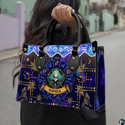 Outdoor street showcase of Celestial Maiden Satchel Handbag carried on city walkway.