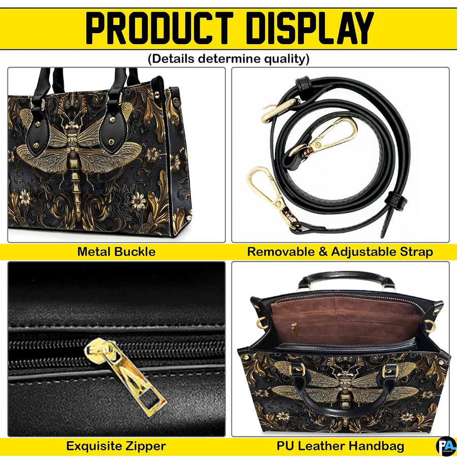 Product detail view highlighting buckle hardware, removable shoulder strap, zipper, and interior cavity