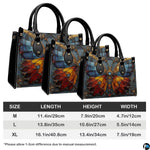 Base foundation view of stained glass butterfly handbag showcasing flat bottom stability