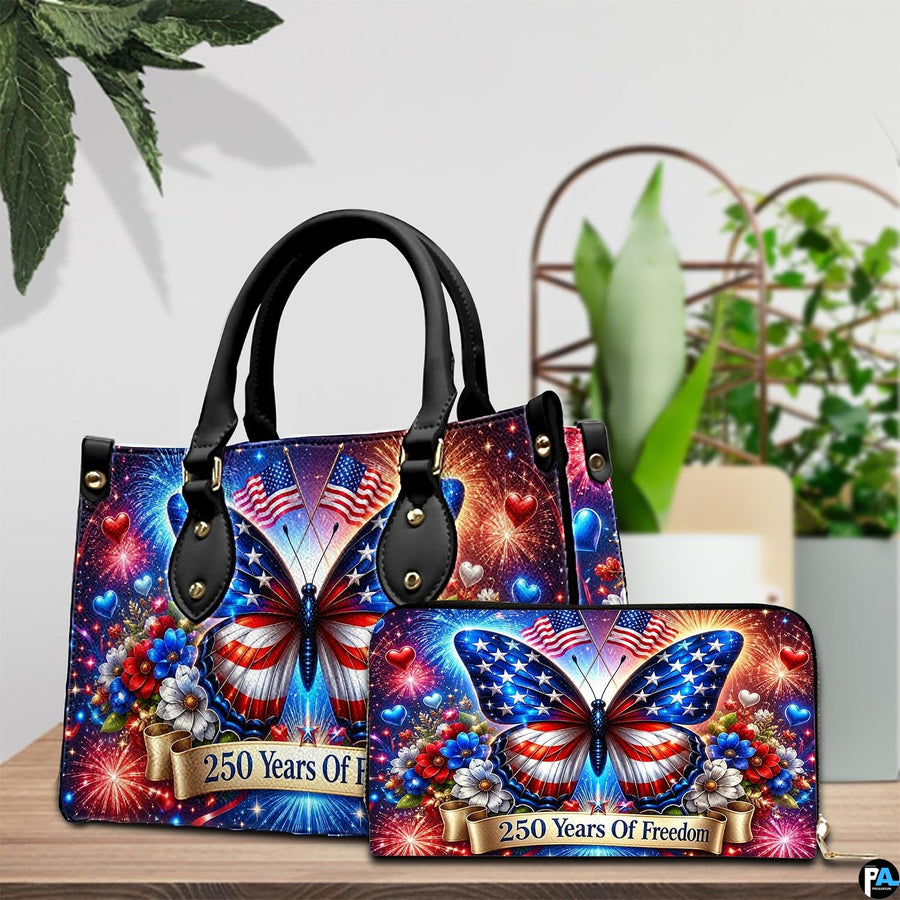 Front close-up view showing patriotic flag butterfly artwork