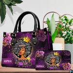 Coordinating twin star afro queen tote handbag and zippered wallet duo