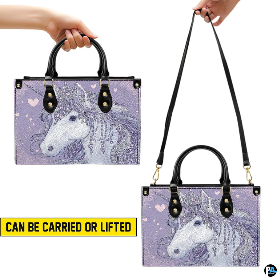 Matching unicorn wallet lying flat displaying the coordinating regal unicorn artwork.