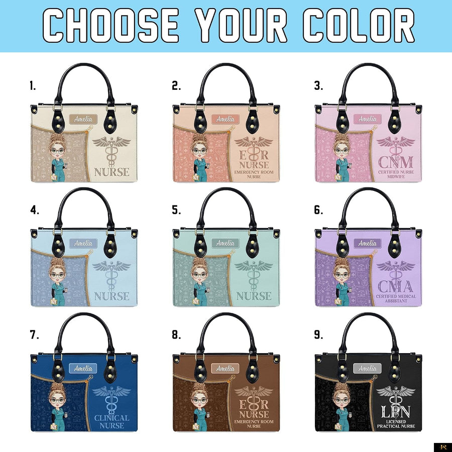 PREAUREUM "{split_values}" Personalized {collection_title} Leather Handbag
