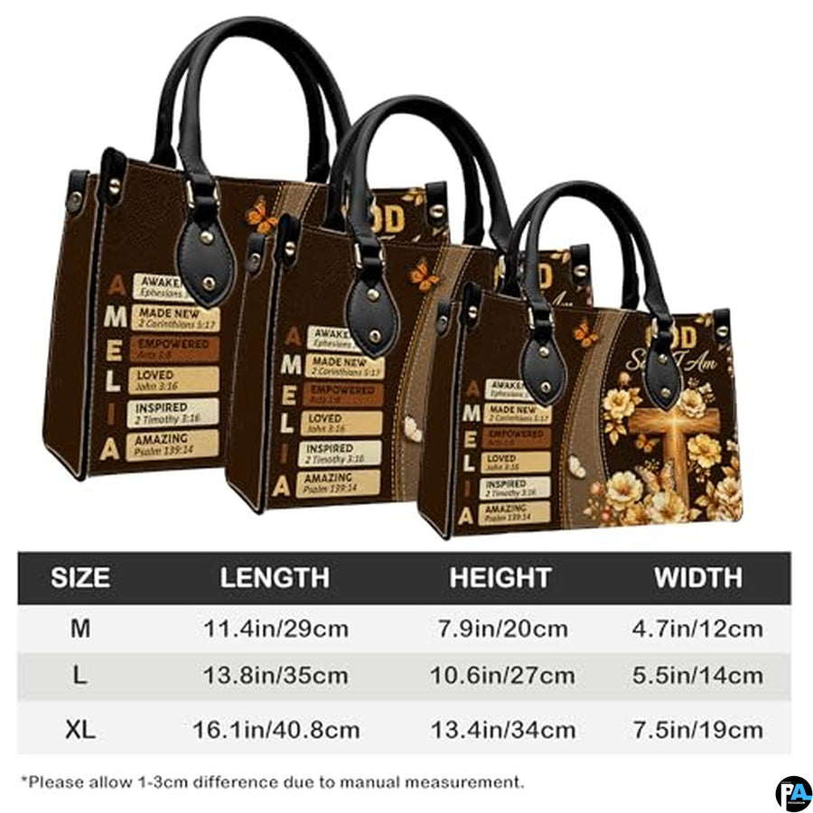 Personalized Christian Leather Handbag, Jesus Christian Tote Bag, Bible Purse, Religious Bags Gift for Mom, Women