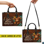 Dual styling presentation displaying the Western calf print design in handheld and shoulder views.