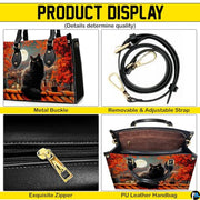 Black Cat Leather Bag – Vintage Cat Art Handbag, Stylish Animal-Themed Purse, Unique Gift for Cat Lovers