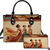 Regal African Queen Swirling Gown Handbag and Matching Wallet Set