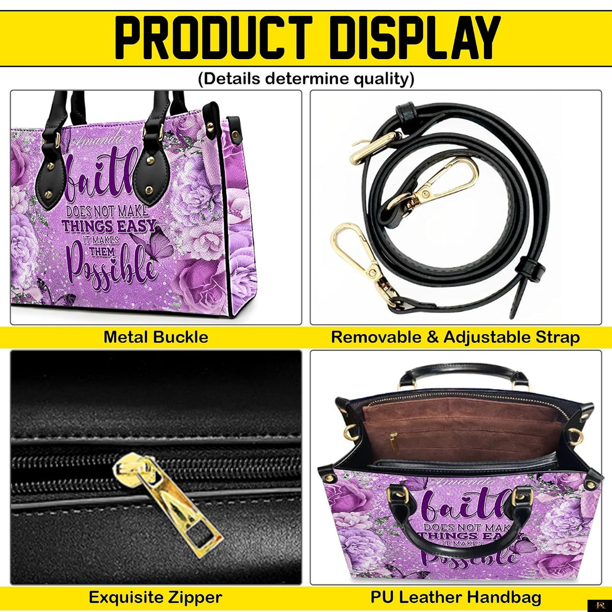 PREAUREUM "{split_values}" Personalized {collection_title} Leather Handbag