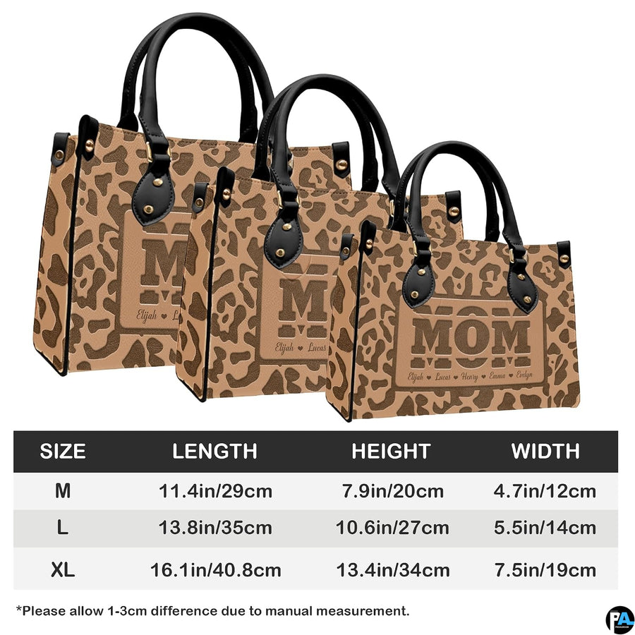 Dimensional proportion diagram illustrating scale of the tan leopard print accessory.