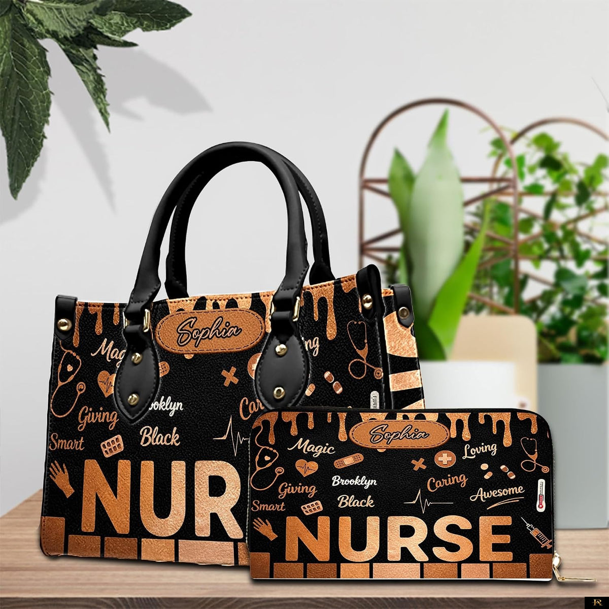 PREAUREUM "{split_values}" Personalized {collection_title} Leather Handbag