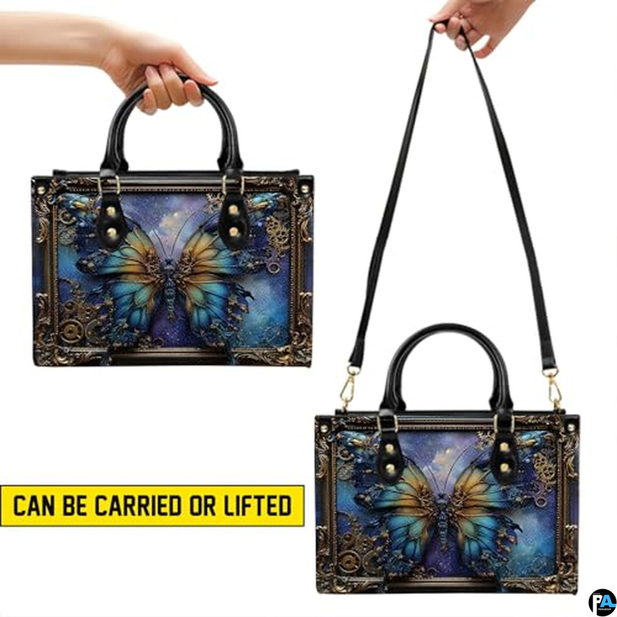 Personalized Steampunk Butterfly Ornate Frame Handbag