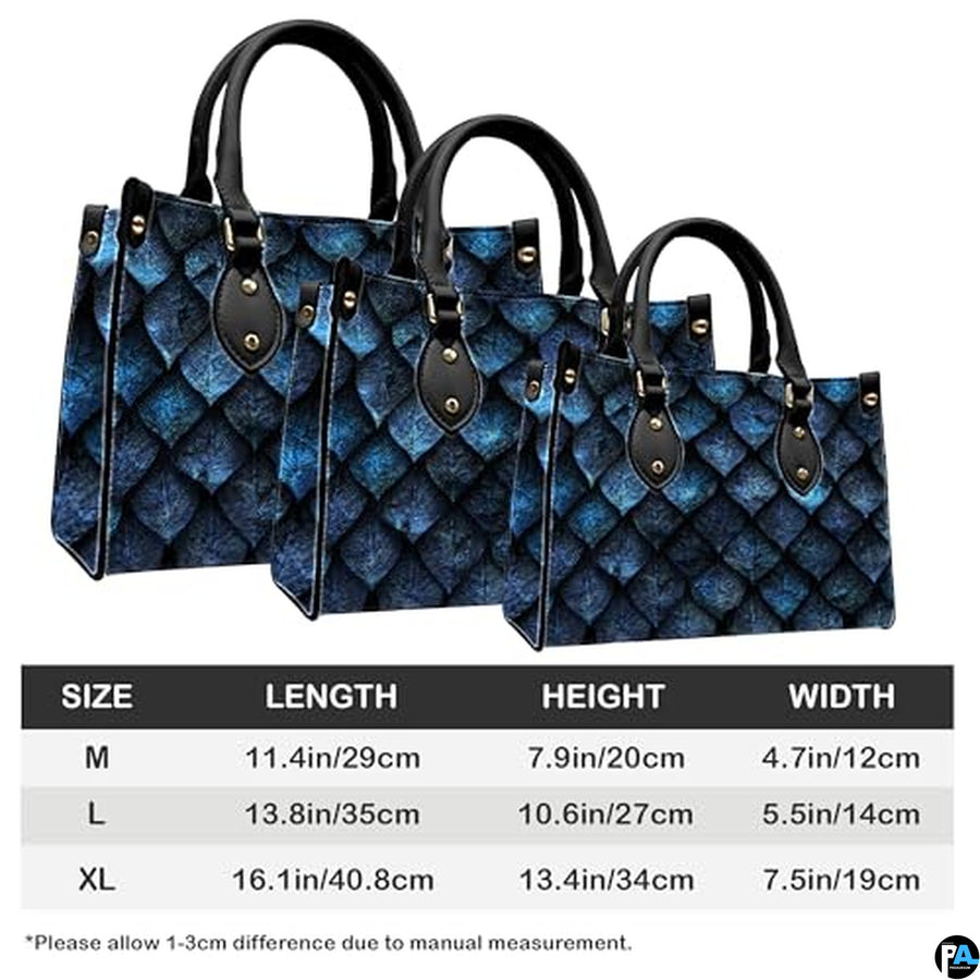 Personalized Fantasy Blue Dragon Scale Handbag for Dragon Lovers Gift
